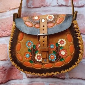 Colorful leather 70's Vintage Mexican purse